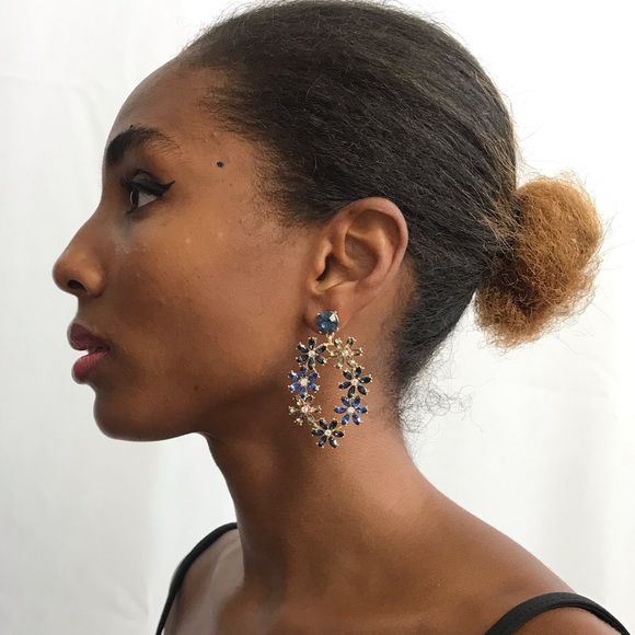 Flower Gold-Tone Drop Earrings - Picture 11 of 15